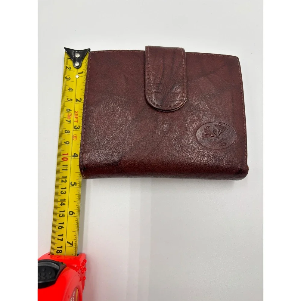 Buxton Brown Genuine Leather Bifold Wallet Kiss Lock Coin Purse Vintage Style‎